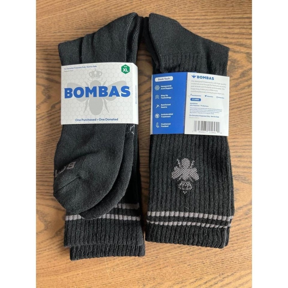 Bombas Black Calf Socks 2 Pairs XL New